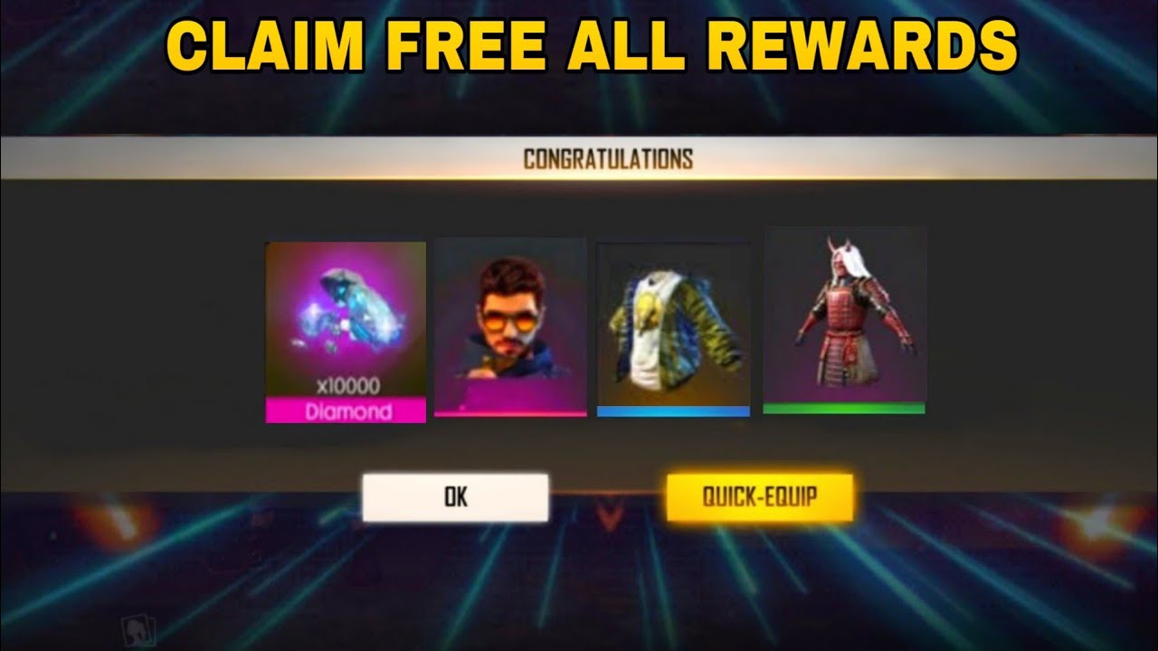 FREE FIRE CLAIM ALL REWARDS FREE || FREE FIRE FREE REWARDS ...