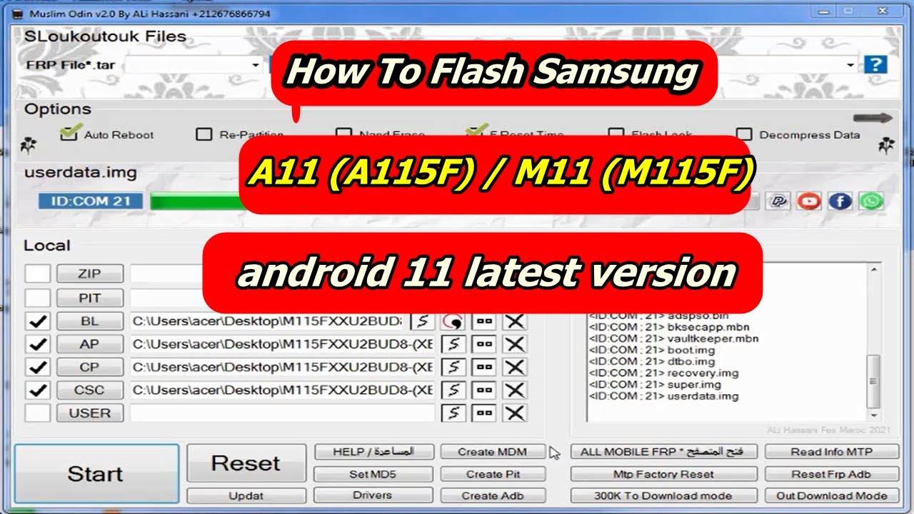 Flash Firmware Samsung A11(SM-A115F)/ M11(SM-M115F) Android 11 (Bit U2) By muslim Odin