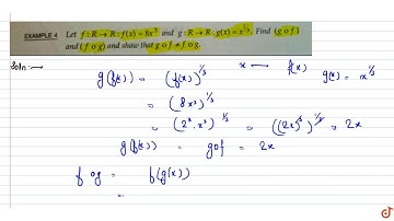 Let  `f:R- gt R:f(x) =8x^3 and g:R- gtR;g(x)=x^(1/3)`. Find `(g o f)and (fog)` and show, that
