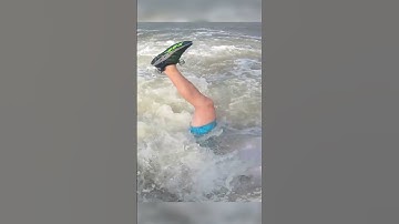 Thumbnail of when you get too confident around big waves... #shorts