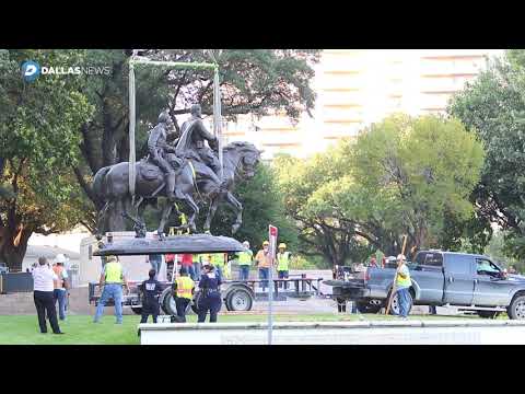 Watch crane removes Robert E. Lee statue from Dallas park