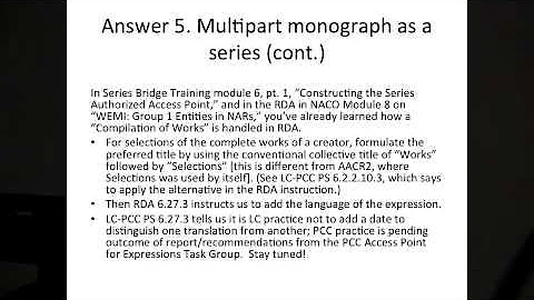 RDA NACO Series Bridge Course Module 8: Exercises