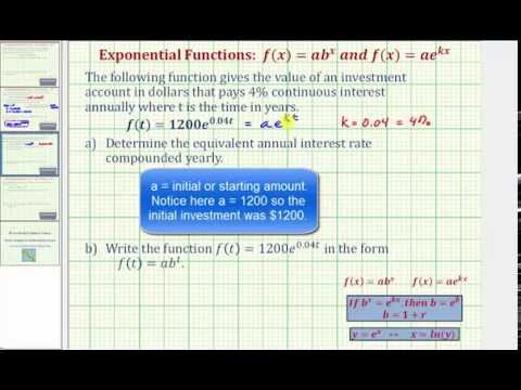 Ex Find Annual Interest Rate Given F T Ae Kt Youtube