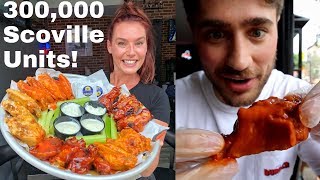 SPICY WING CHALLENGE at Dan & John's in NYC! Had to SIGN A WAIVER! | DEVOUR POWER