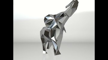 Template for DIY metal sculpture, Pattern of Elephant low poly model in DXF and PDF Blueprints