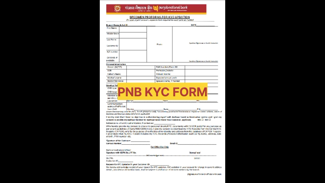 pnb kyc form 