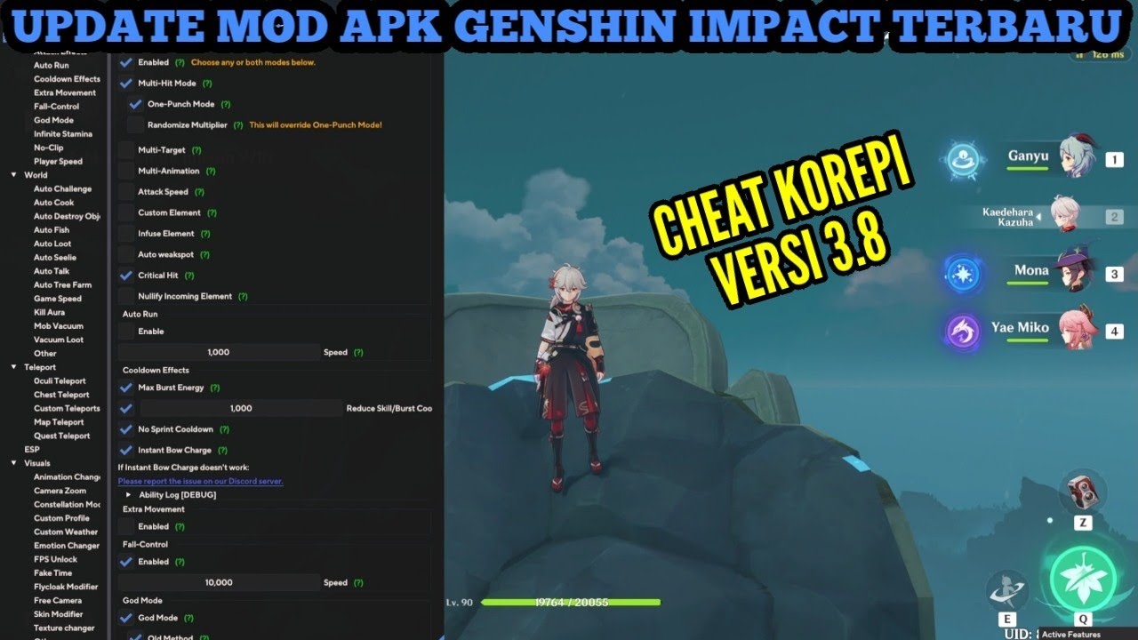 UPDATE MOD APK CHEATS KOREPI GENSHIN IMPACT VERSI 3.8 TERBARU