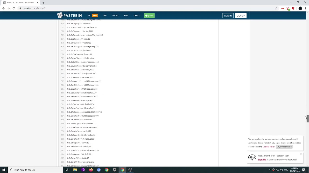 Roblox Old Account Dump Pastebin 2020 Youtube - 1000 common roblox passwords