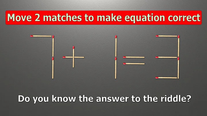 Match puzzle - move 2 matches to make equation correct | Matchstick riddles 7+1=3