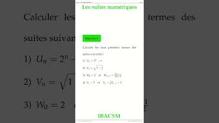 Exercice 1 Les suites numeriques 1BACSM Maths space2study M1BSMS4v16 #maths
