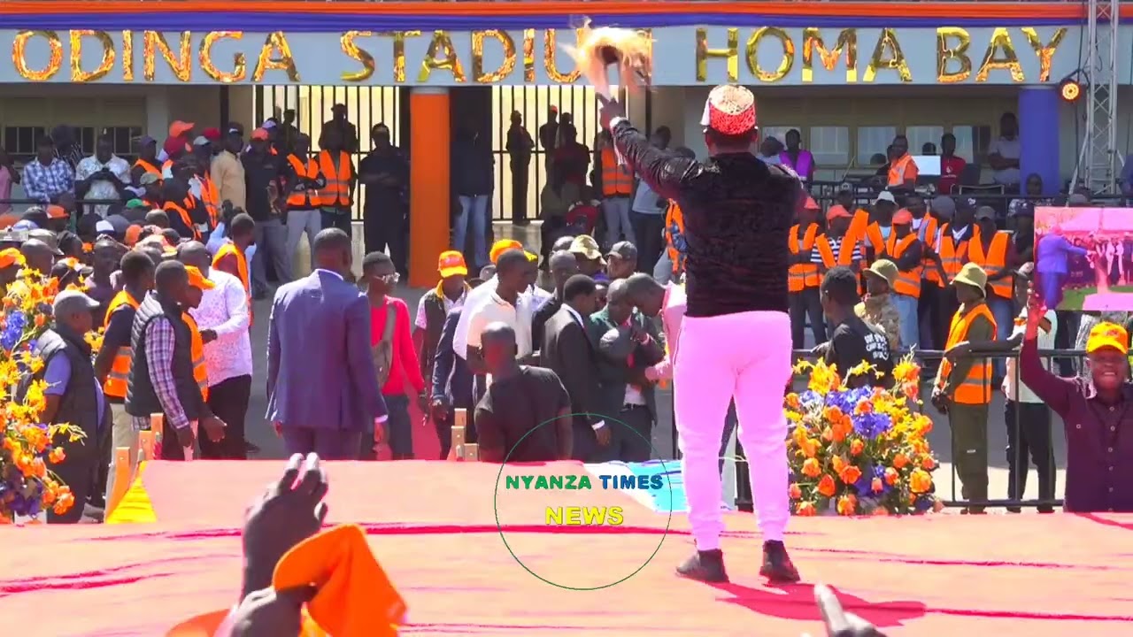 Onyi Papa Jey performs Raila's memorial song at Raila Odinga Stadium in Homabay 