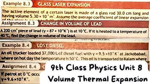 9th Class Physics Unit 8 | Volume Thermal Expansion | Examples | Assignments | Numerical | QAS Edu