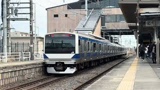 E531系0番台K478編成が内原駅を入線、発車するシーン