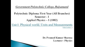 1002(Applied Physics-I)-Unit 1 - Physical Quantities & Units