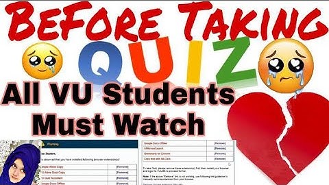 Before Taking Quiz All VU Students Must Watch This Video with Sadia Tariq