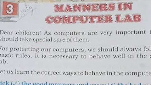 Class 2 Computer Chapter 3 Manners In Computer LAB