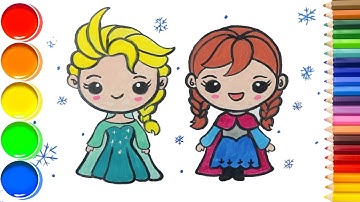 VẼ ELSA VÀ ANNA (FROZEN) ❤️ Bé Tập Vẽ & Tô Màu Với Bút Chì ✏️ Bút Lông & Màu Nước 🎨