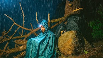 Solo Survival Camping in Heavy Rain | No Tent, No Sleep, All Night Struggle