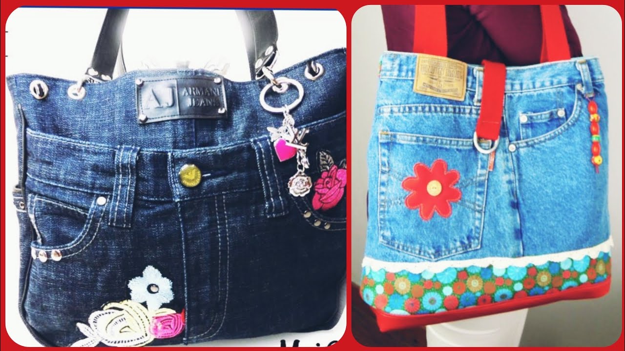 new stylish👖👜🌹 beautiful jeans handbag recycle grocery bag latest ...