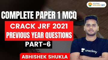 Crack NTA UGC NET- JRF 2021 | 100% Expected MCQs For Paper-1 by Abhishek Shukla