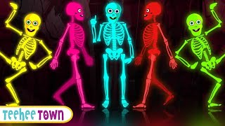 Five Skeletons Dancing Song   Spooky Scary Skeleton Songs | Teehee Town
