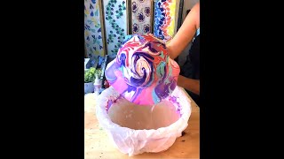 Marbling a Bucket Hat / Painting on Water / Therapeutic Art /  Creating Silk Scarves with Marbling