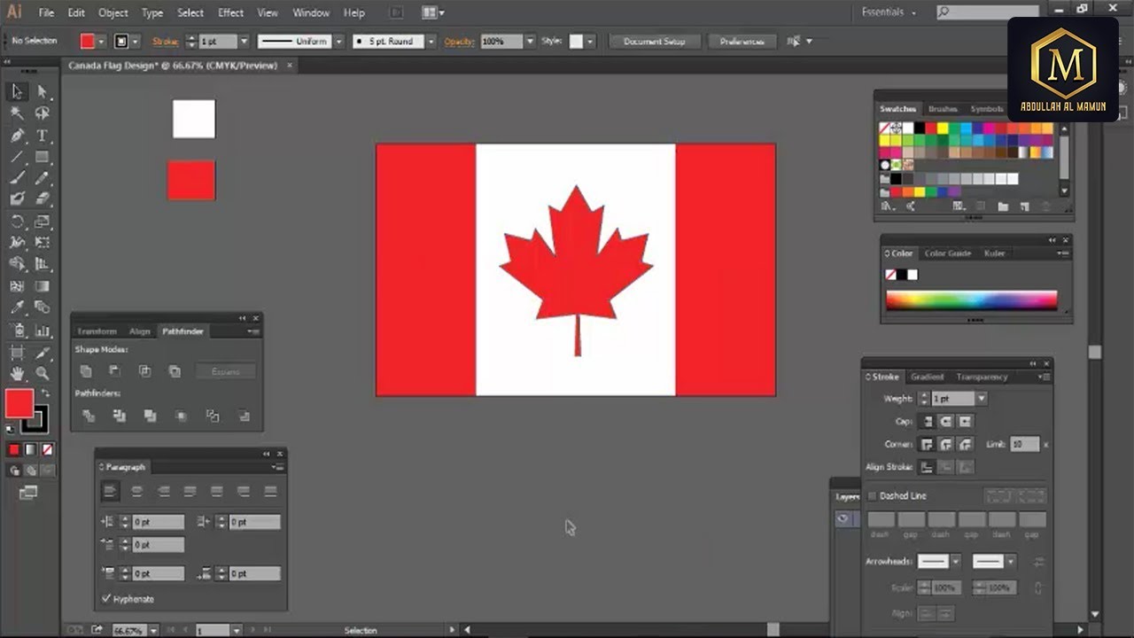 Canada Flag Adobe Illustrator Tutorial Quick And Easy Way How To Draw From Sketch Youtube