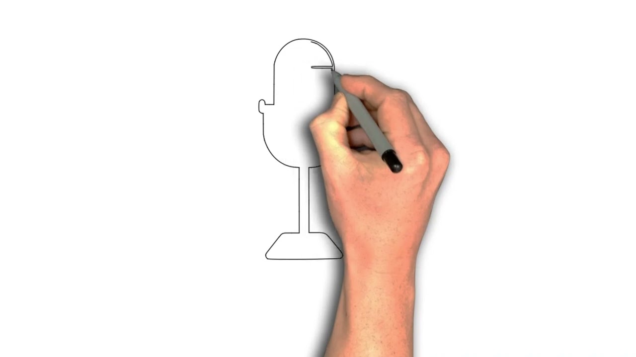 microphone stand drawing image, Microphone Stand – Minimal Single-Line Drawing