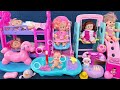 10 Minutes Satisfying with Unboxing Doll Pink Bunk Bed Toys，Swing &amp; Slide Toys Review | ASMR