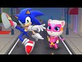 Talking Angela from game Talking Tom Hero Dash vs Sonic Dash - Endless Running &amp; Racing Game