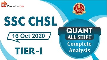 All Questions asked in Maths- SSC CHSL 16 October 2020 All Shifts