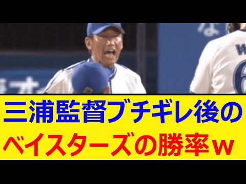 三浦監督ブチギレ後のベイスターズの勝率w【プロ野球、なんj、なんg反応】【野球、2ch、5chまとめ】【横浜DeNAベイスターズ】