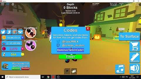 New twitch codes includes dominus accessorry (Mining simulator)
