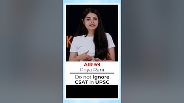 Importance of CSAT in UPSC Prelims | Priya Rani AIR 69 UPSC CSE 2023  #upsc #csat #aptitude