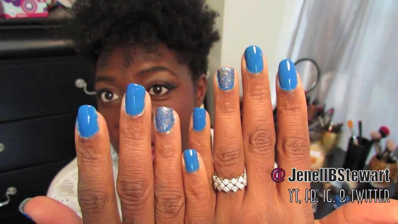 9. Soft Blue and Gold Nails - wide 4