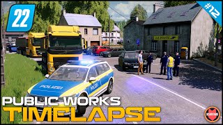 🚧 Two Heavily Loaded Trucks Stopped By Police In A Small Village ⭐ FS22 City Public Works Timelapse