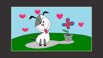 How to draw Simple Drawing / little cute puppy scenery / Ms Paint Art - Creator Work Space.