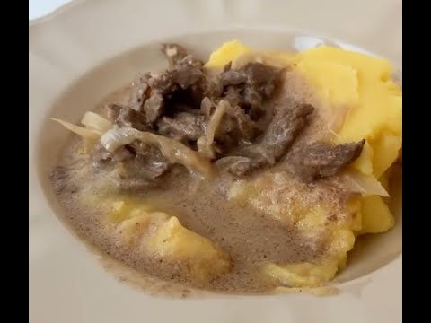 Классический бефстроганов из говядины со сметаной рецепт  #Shorts