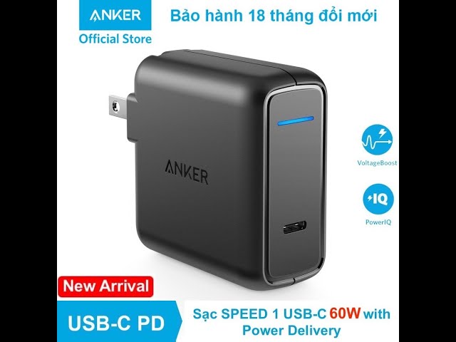 Cốc sạc ANKER PowerPort Speed 1 cổng USB-C PD công suất 60W - A2015