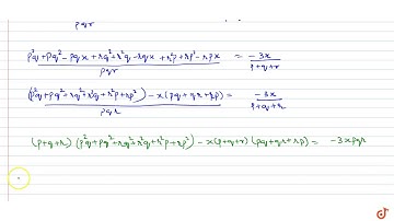 The solution of equation `(p+q-x)/r+(q+r-x)/p+(r+p-x)/q+(3x)/(p+q+r)=0` is