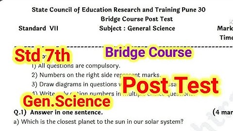Bridge Course post test 7th class General Science@shortanswer8213