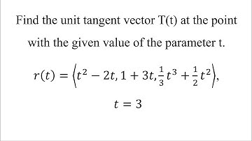 Find the unit tangent vector T(t) at the point with the given value of the parameter t.