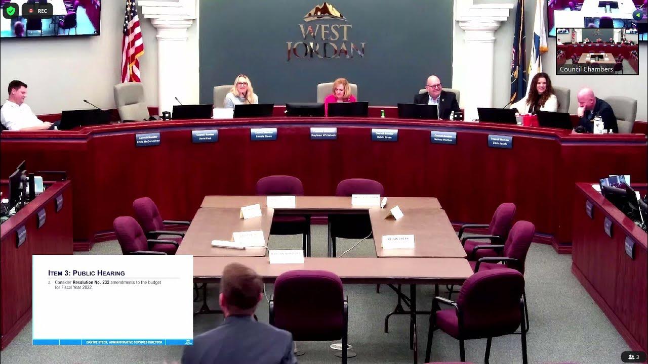 City of West Jordan City Council March 23, 2022 YouTube
