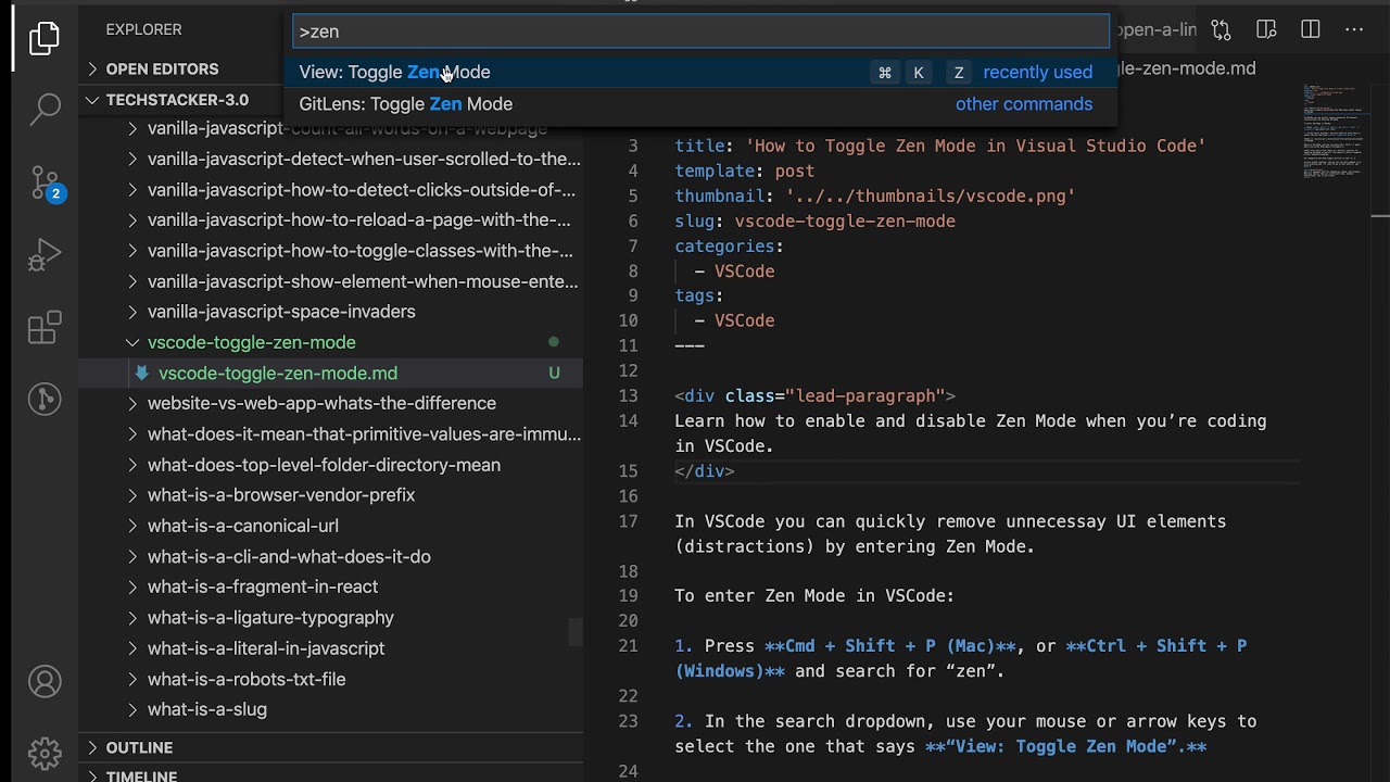 Esitellä 70+ imagen visual studio code zen mode