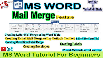 Mail Merge Feature in MS Word (Creating letter, email messages, envelope, Labels using Mail Merge)