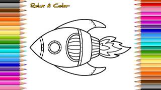 Rocket Coloring Page 🚀 | Relax & Color Space Rocket Drawing
