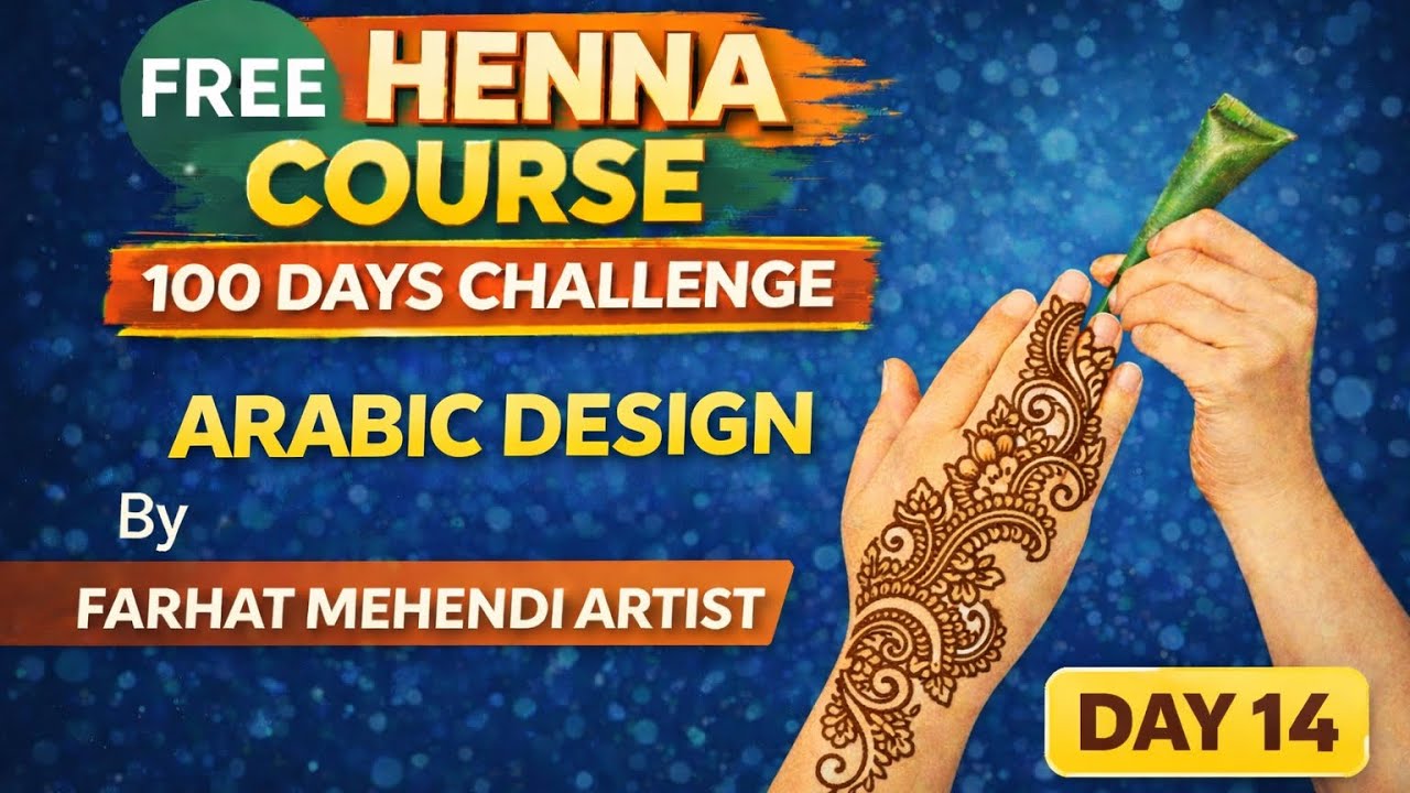 Day 14 | Arabic Mehndi Design | Free Henna Course| 100 Days Challenge