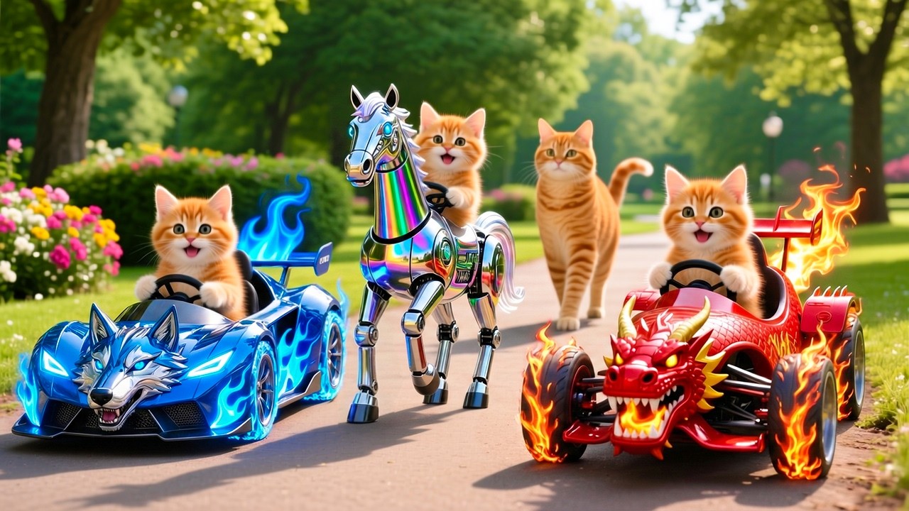 Kittens Drive Flaming Beast Cars 🔥 on a Revenge Mission to Rescue Mama Cat!