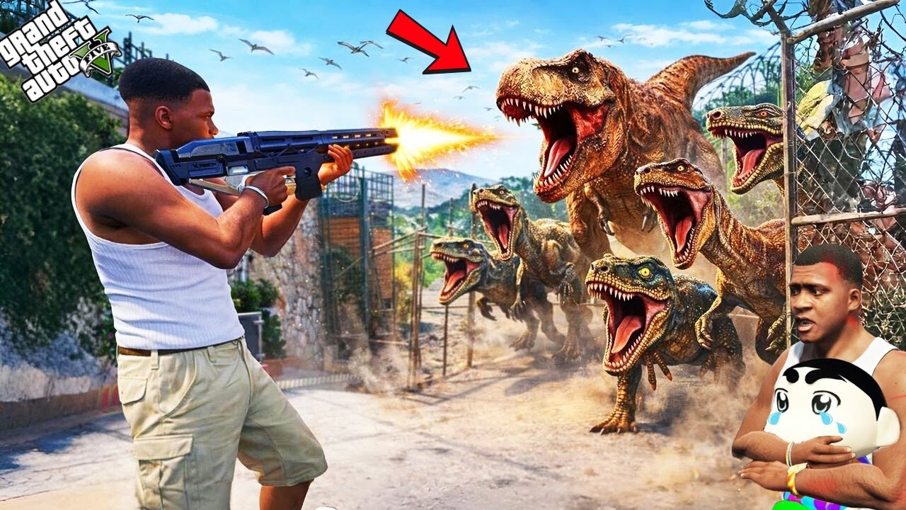 GTA 5 : Franklin Fights Dinosaurs To Protect His House! 😱🦖 | GTA 5 Bangla Gameplay