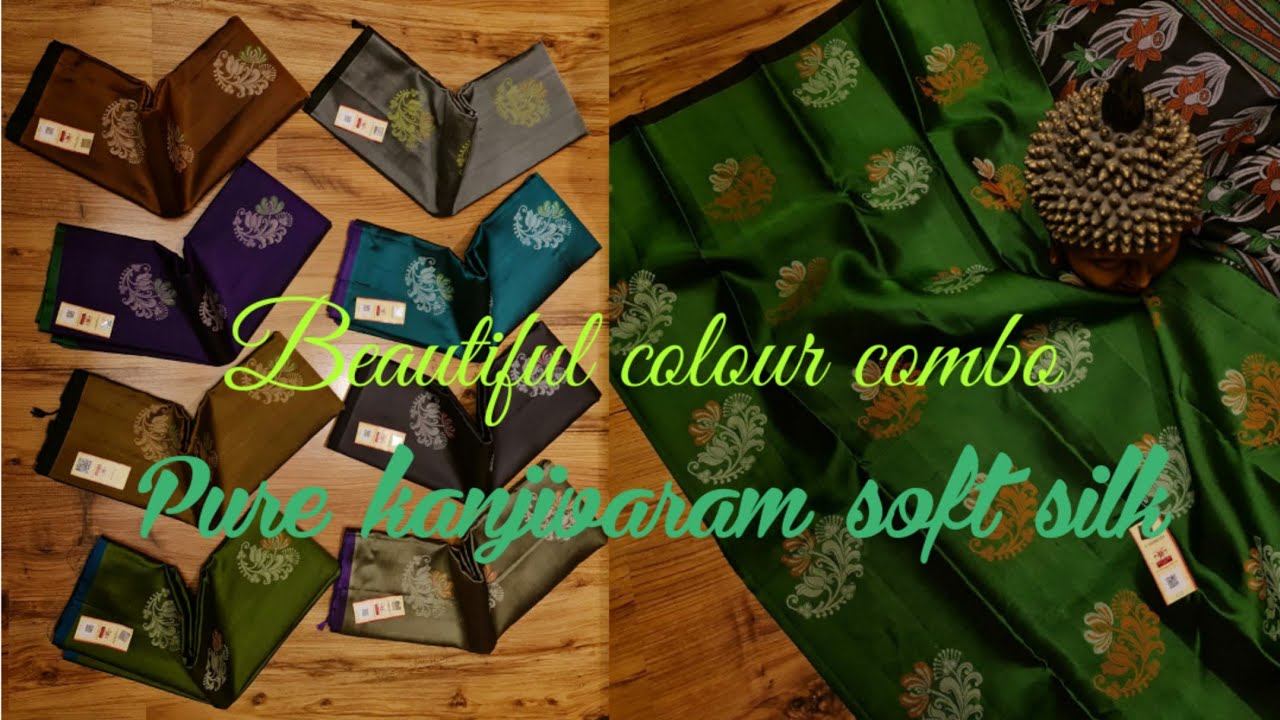 *Pure kanjivaram soft silk*beautiful colour combo*Meena butta*